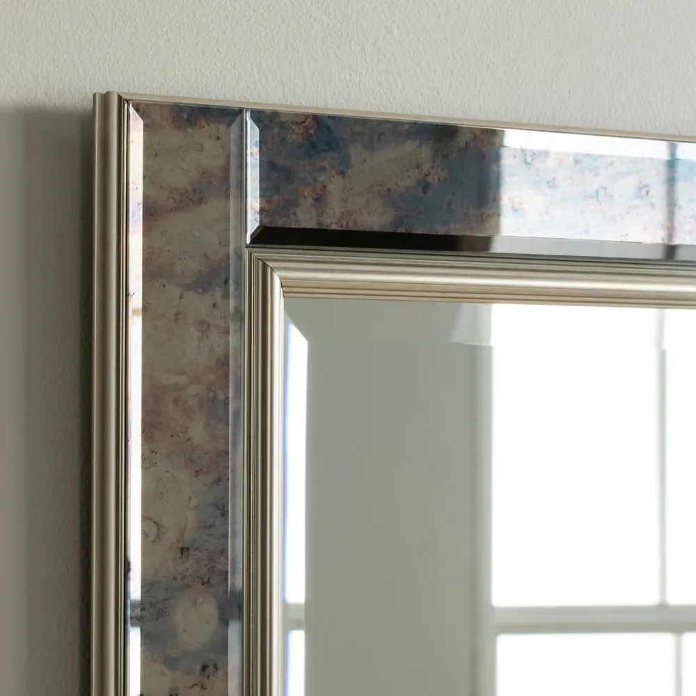 Gold Brass Antique Mottled Bevelled Mirror - Silver