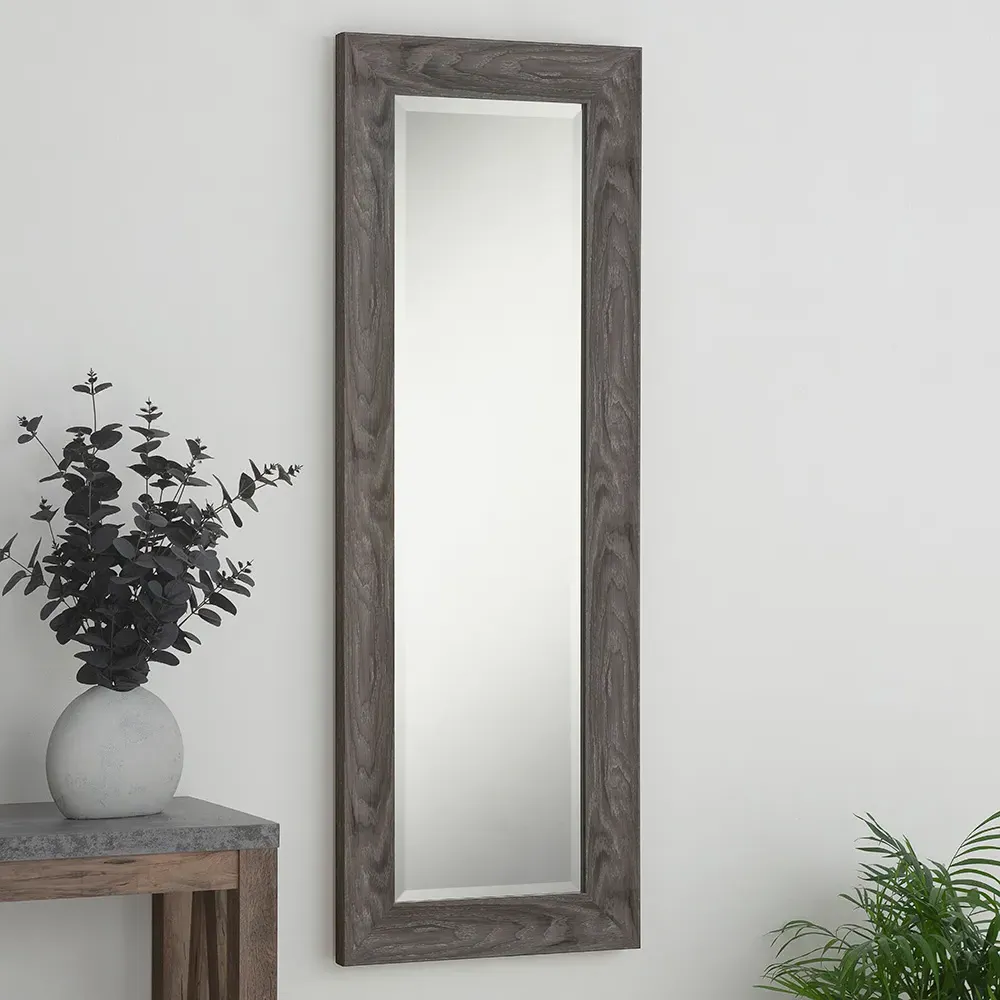 Light Grey Scooped Bevelled Dressing Mirror - Grey
