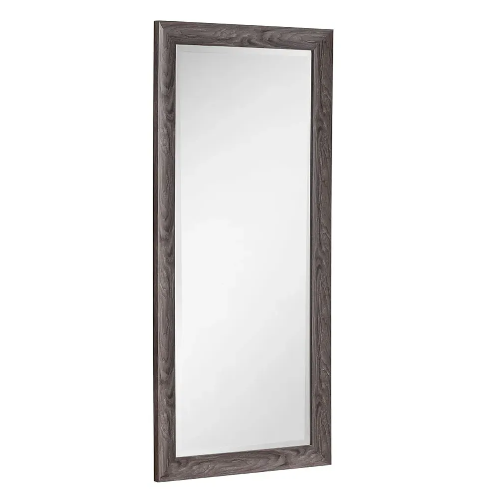 Light Grey Scooped Bevelled Full Length Mirror - Grey