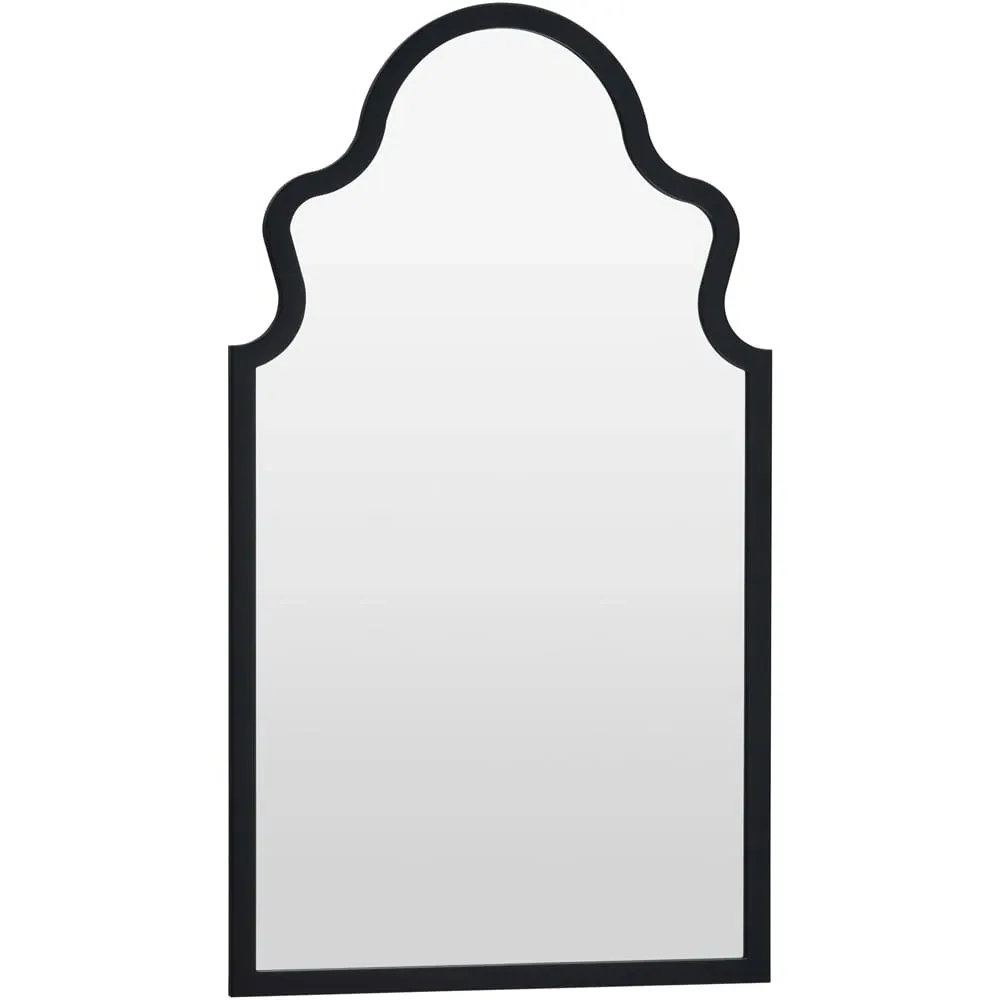 Moroccan Arched Wall Mirror - Black, Wood