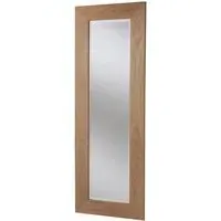 Narrow Bevelled Wall Mirror - Brown, Oak Effect