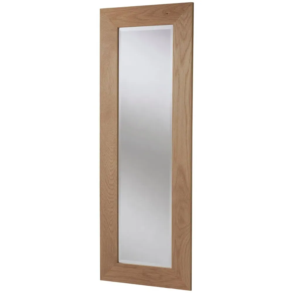 Narrow Bevelled Wall Mirror - Brown, Oak Effect