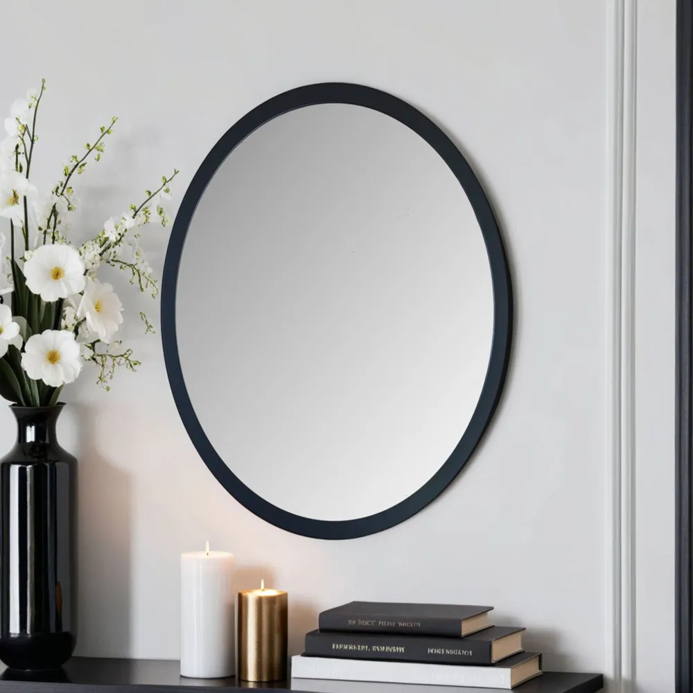 Oval Mirror - Black, Wood