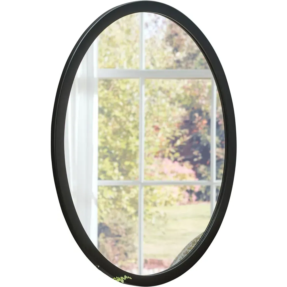 Oval Mirror - Black, Wood image