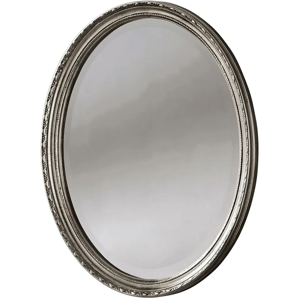 Oval Wall Mirror - Silver