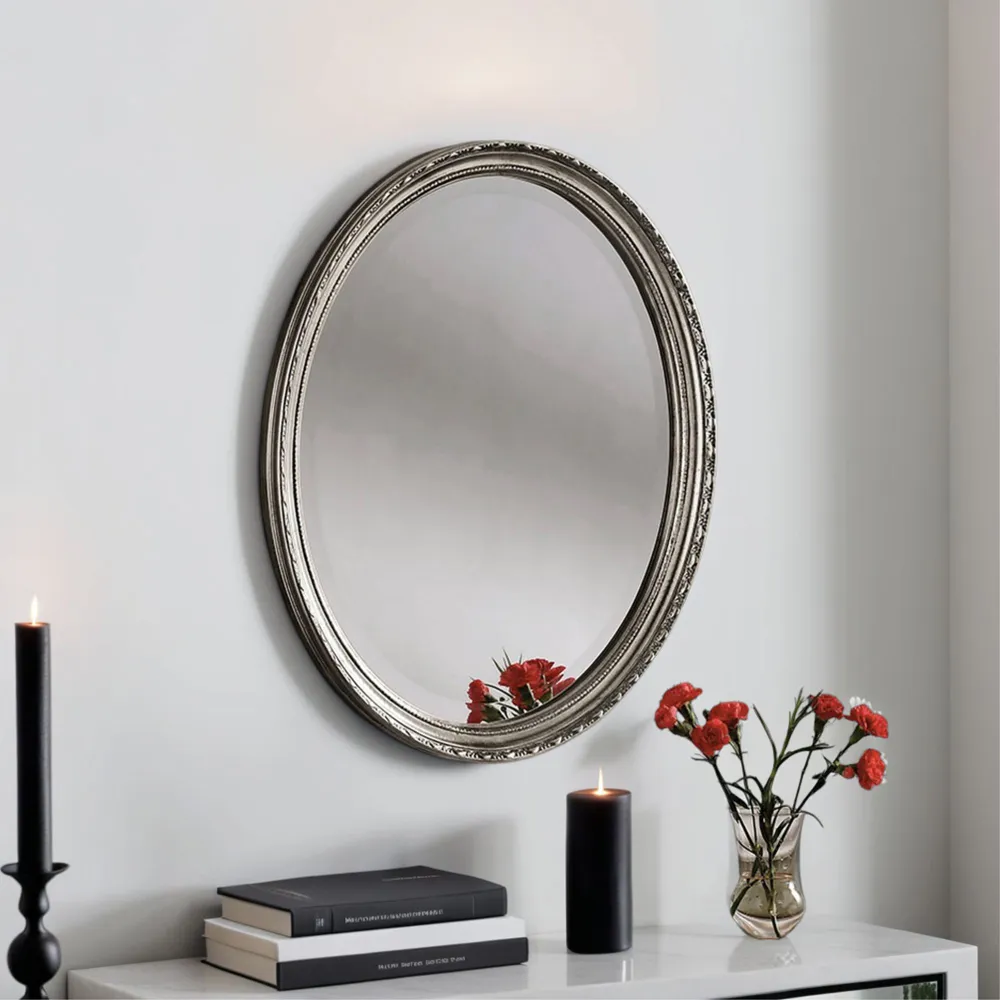 Oval Wall Mirror - Silver