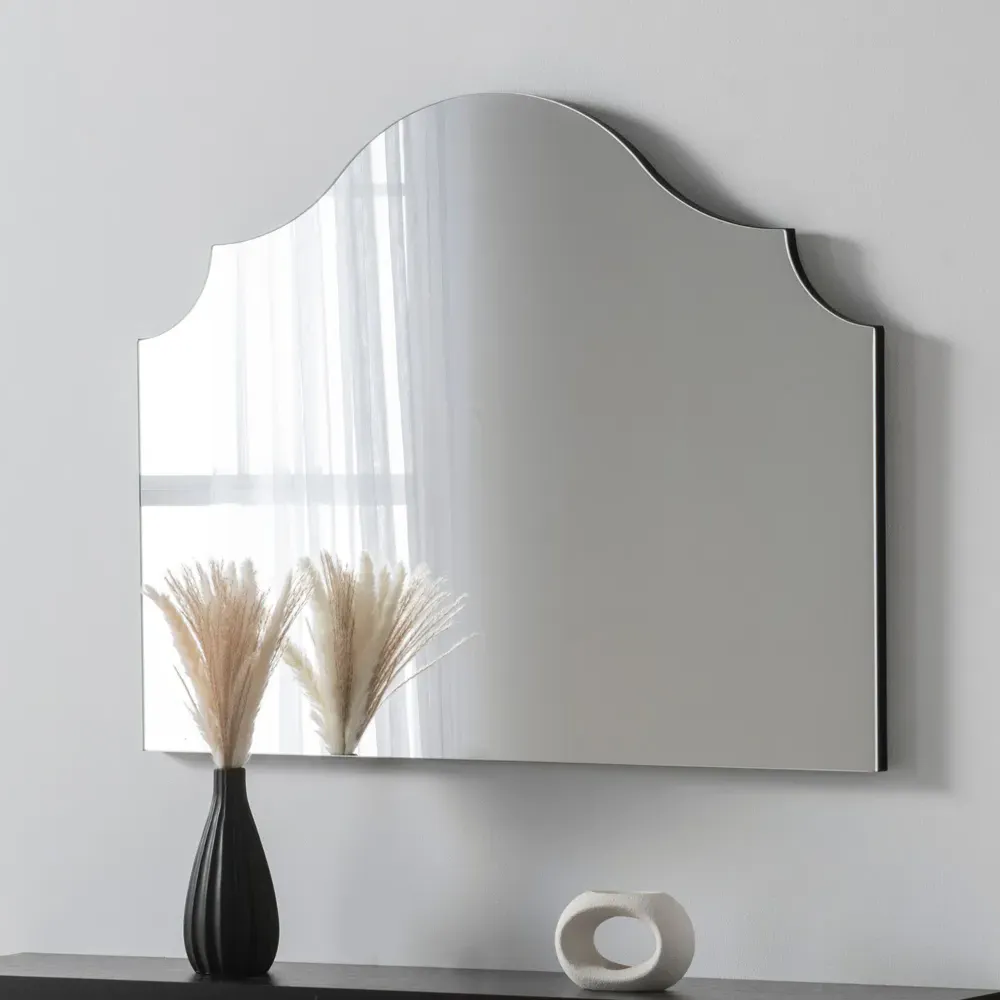 Precious Arch Overmantle Mirror - Black, Wood