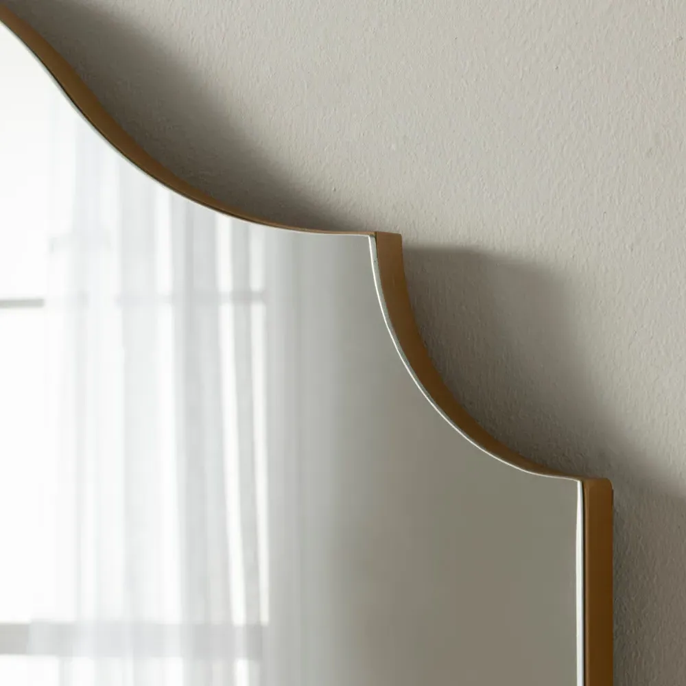 Precious Arch Overmantle Mirror - Gold, Wood