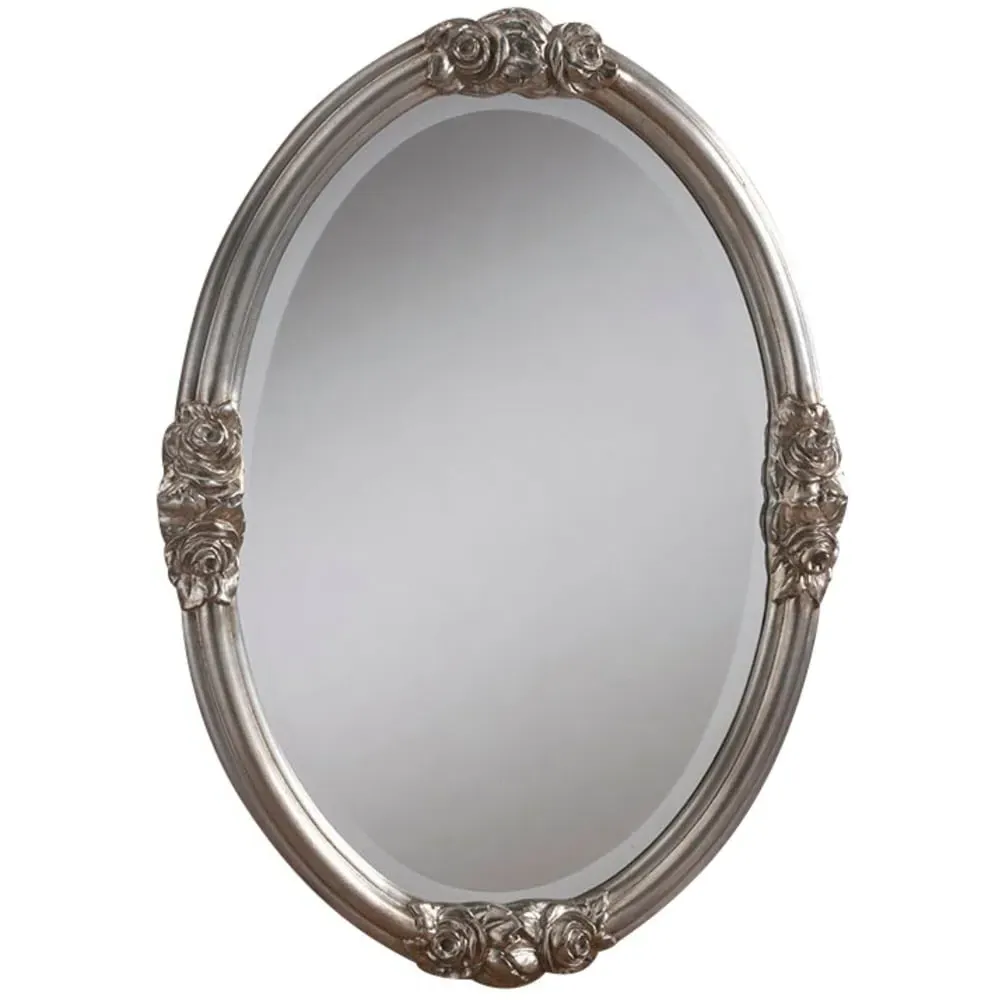 Rose Oval Wall Mirror 81 x 61cm - Silver