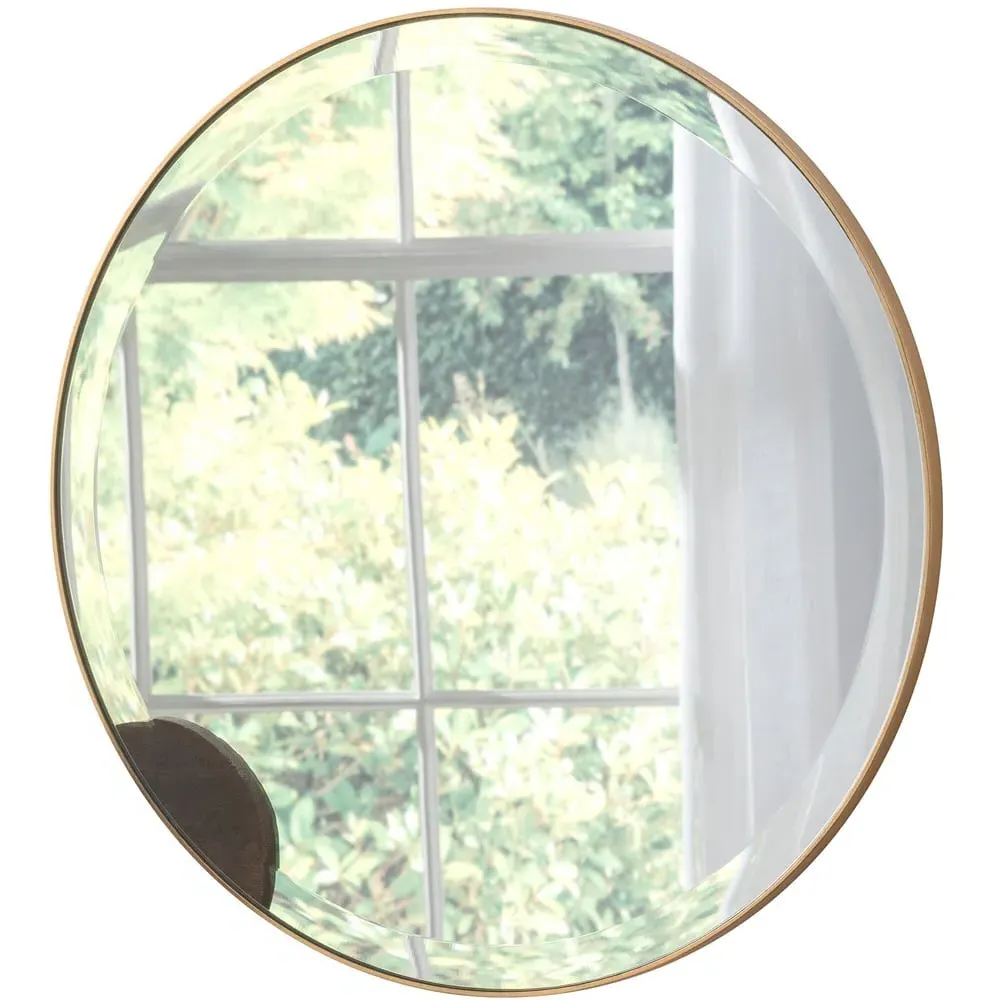Round Bevelled Wall Mirror 46cm - Gold image