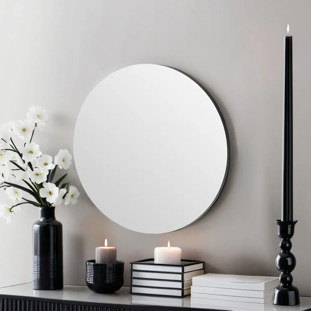 Round Wall Mirror 50cm - Black
