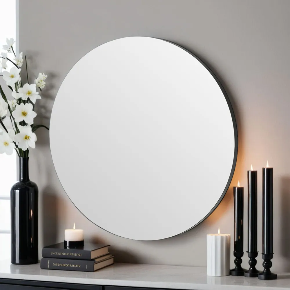 Round Wall Mirror 70cm - Black