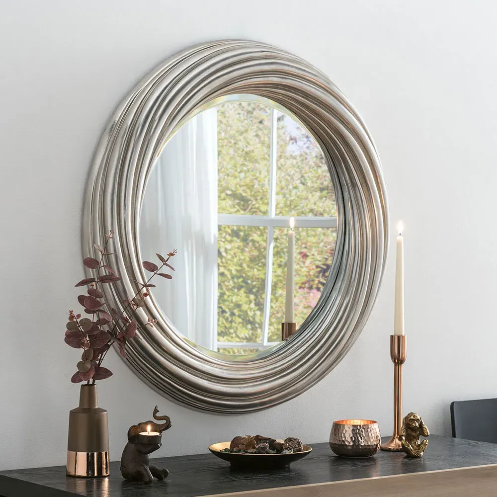 Round Wall Mirror 84cm - Silver