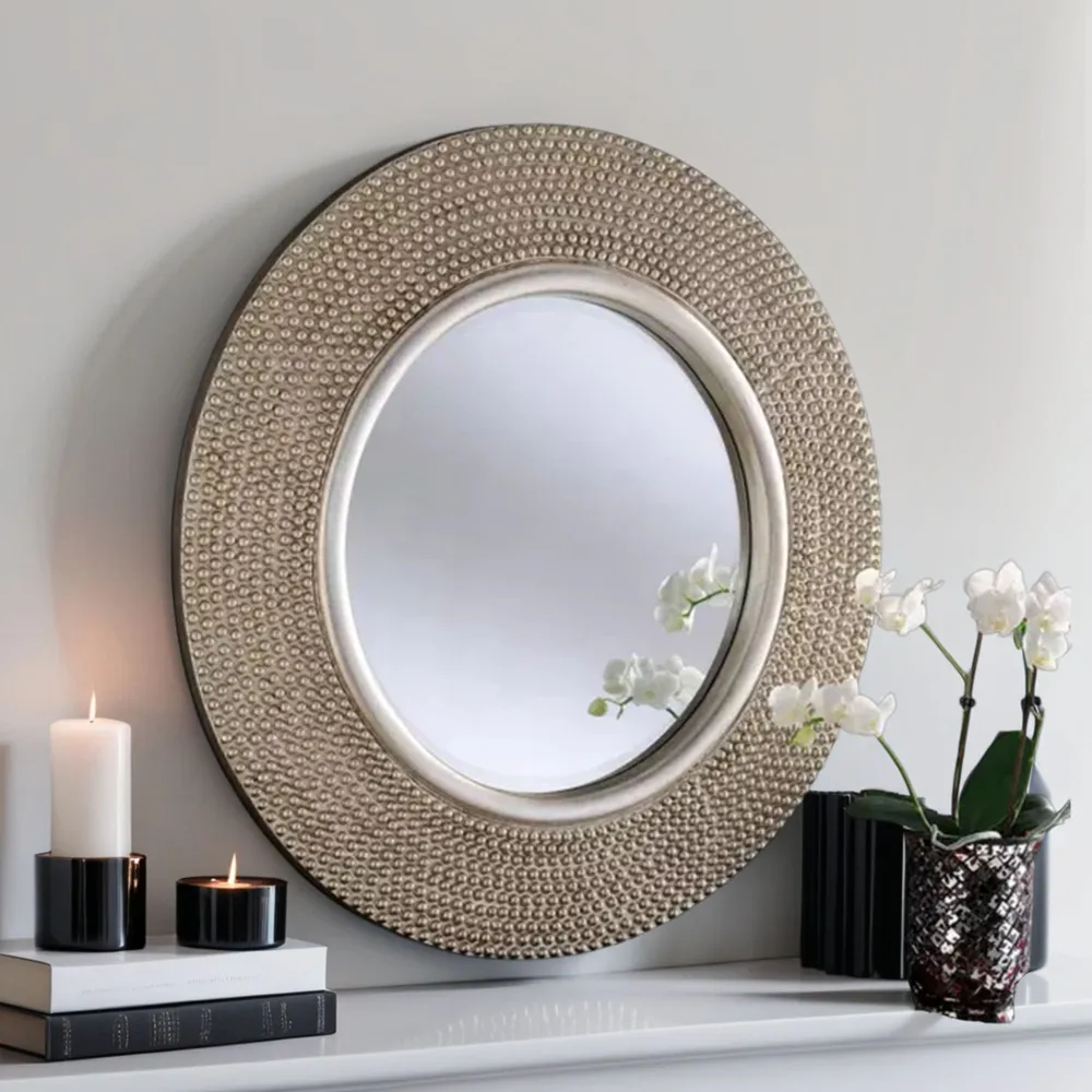 Round Wall Mirror - Silver Champagne