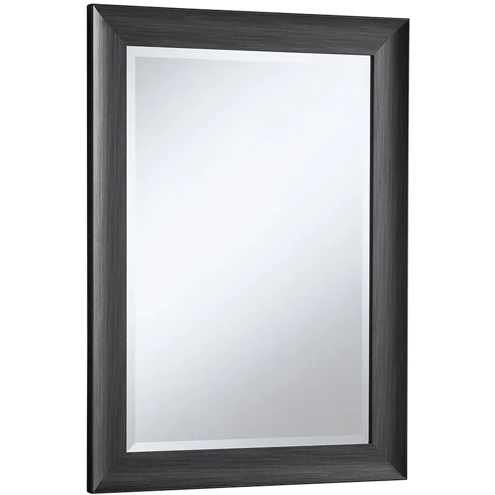 Scooped Bevelled Wall Mirror - Dark Grey