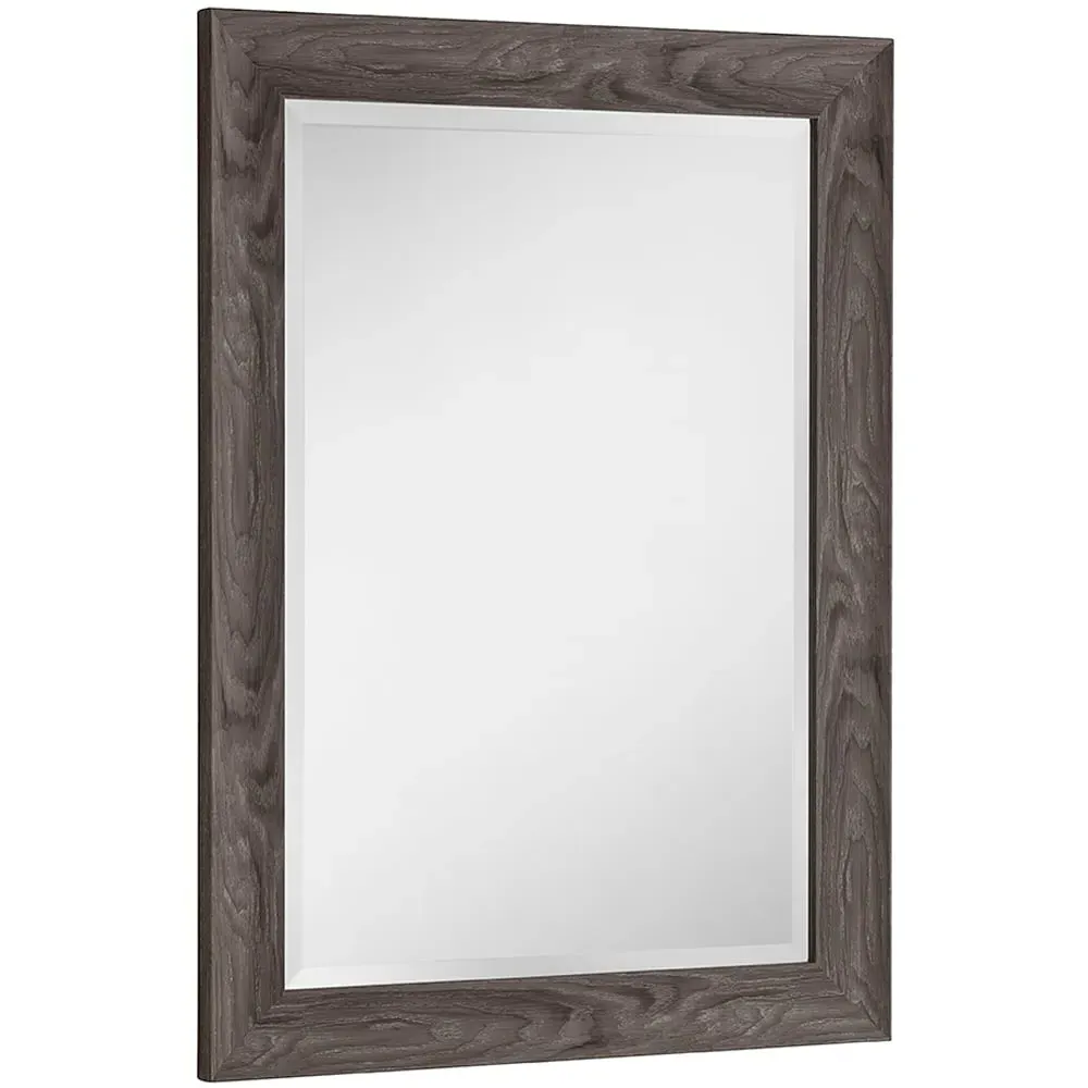 Scooped Bevelled Wall Mirror - Light Grey