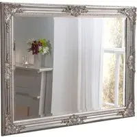 Silver Carved Rectangular Wall Mirror - Silver