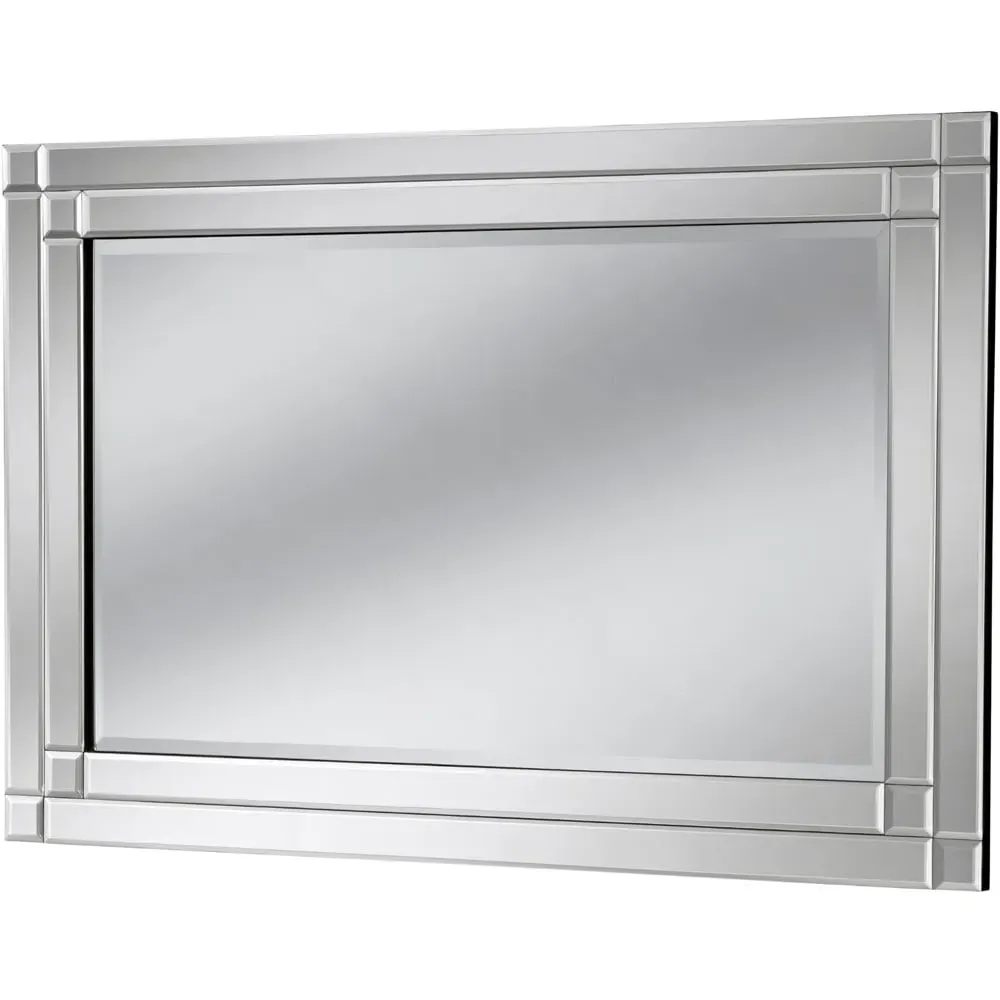 Silver Double Bevelled Wall Mirror 120 x 80cm - Black