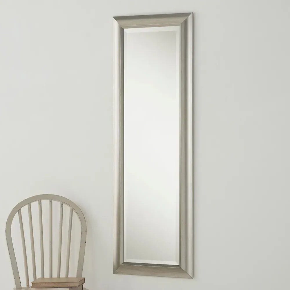 Silvery Champagne Bevelled Tall Mirror - Silver