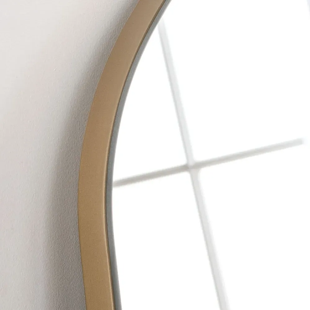 Simple Arched Overmantle Mirror - Gold