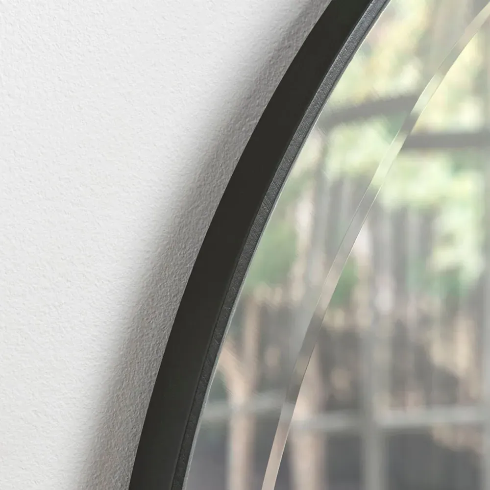 Simplicity Round Bevelled Wall Mirror 46cm - Black