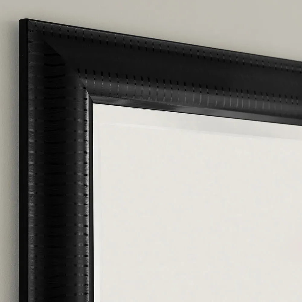 Textured Full Length Mirror with Bevelled Edges - Black