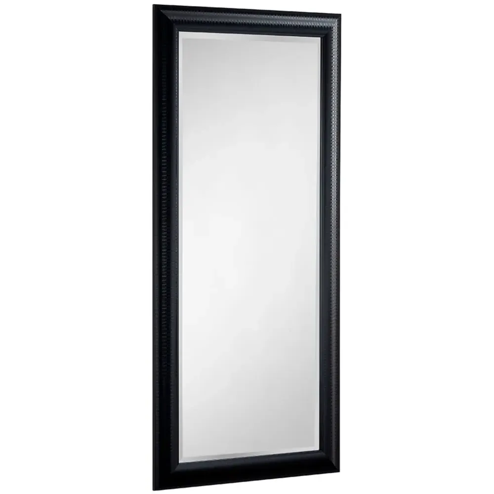Textured Full Length Mirror with Bevelled Edges - Black image