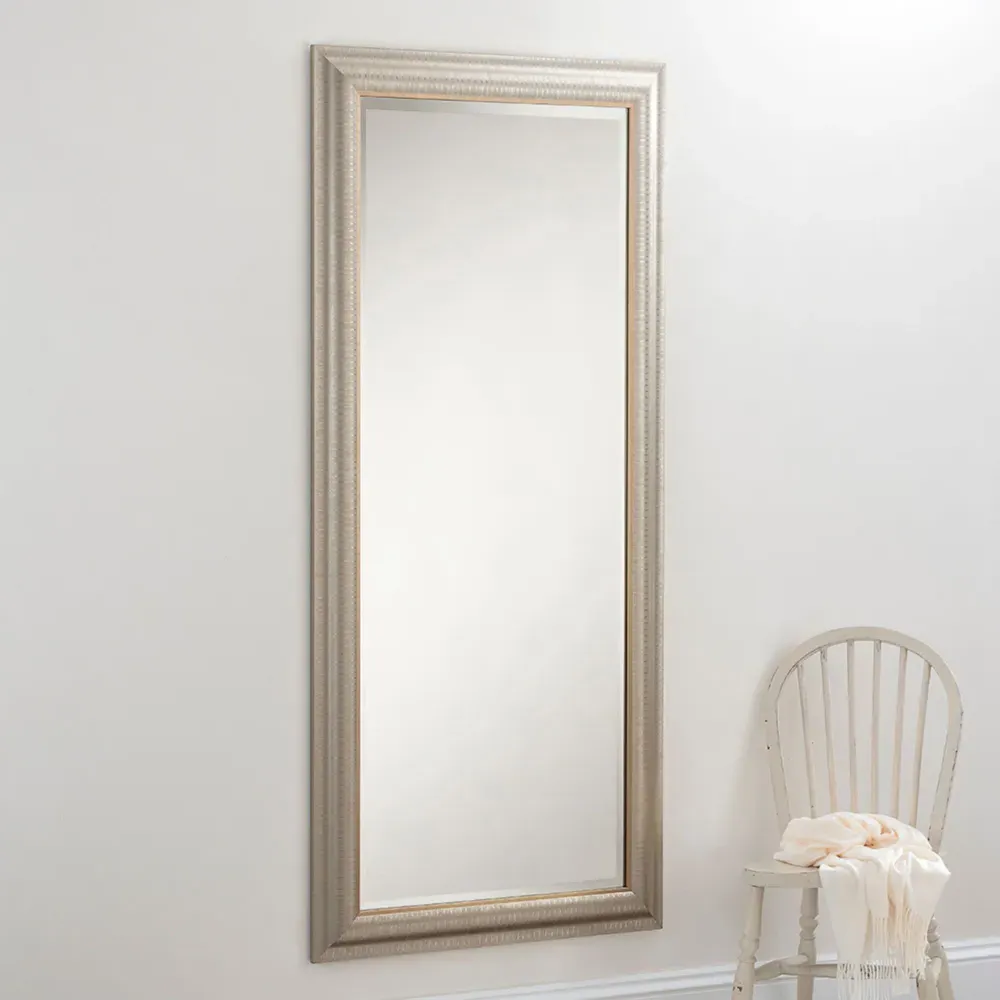 Textured Full Length Mirror with Bevelled Edges - Gold