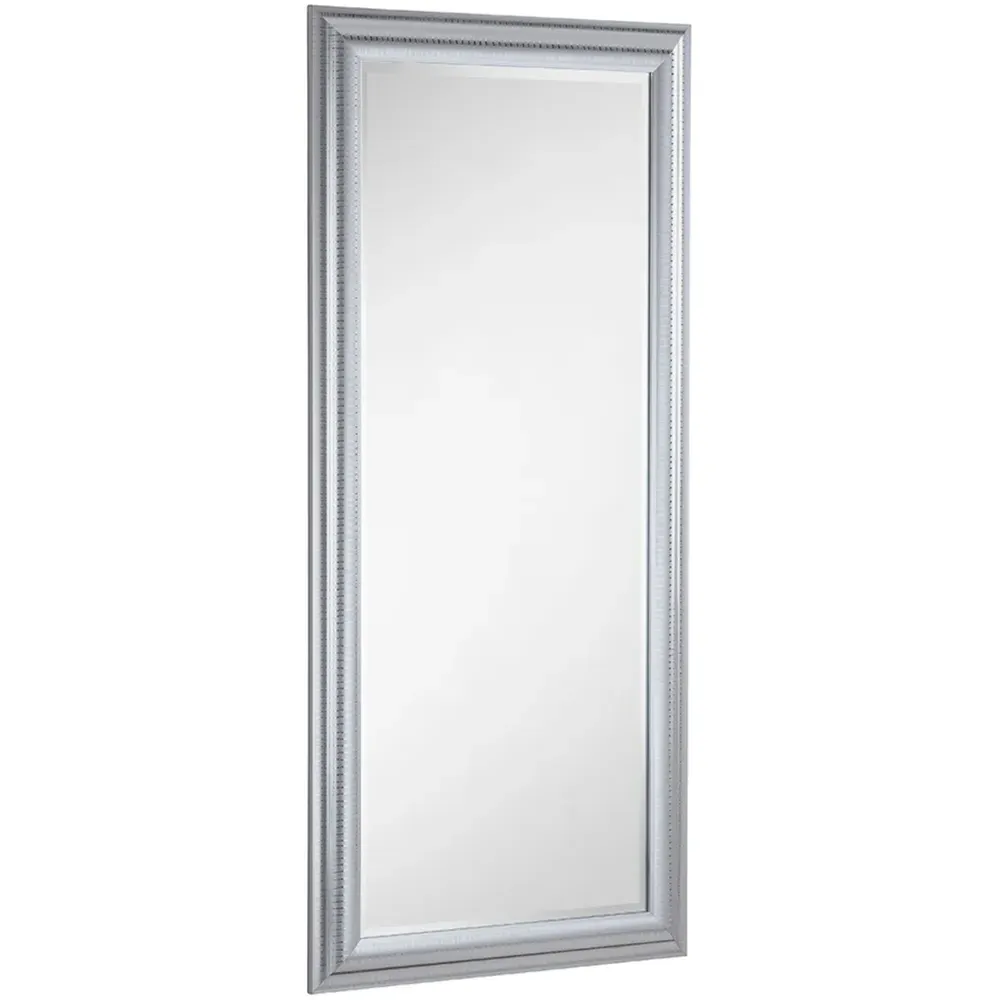 Textured Full Length Mirror with Bevelled Edges - Silver