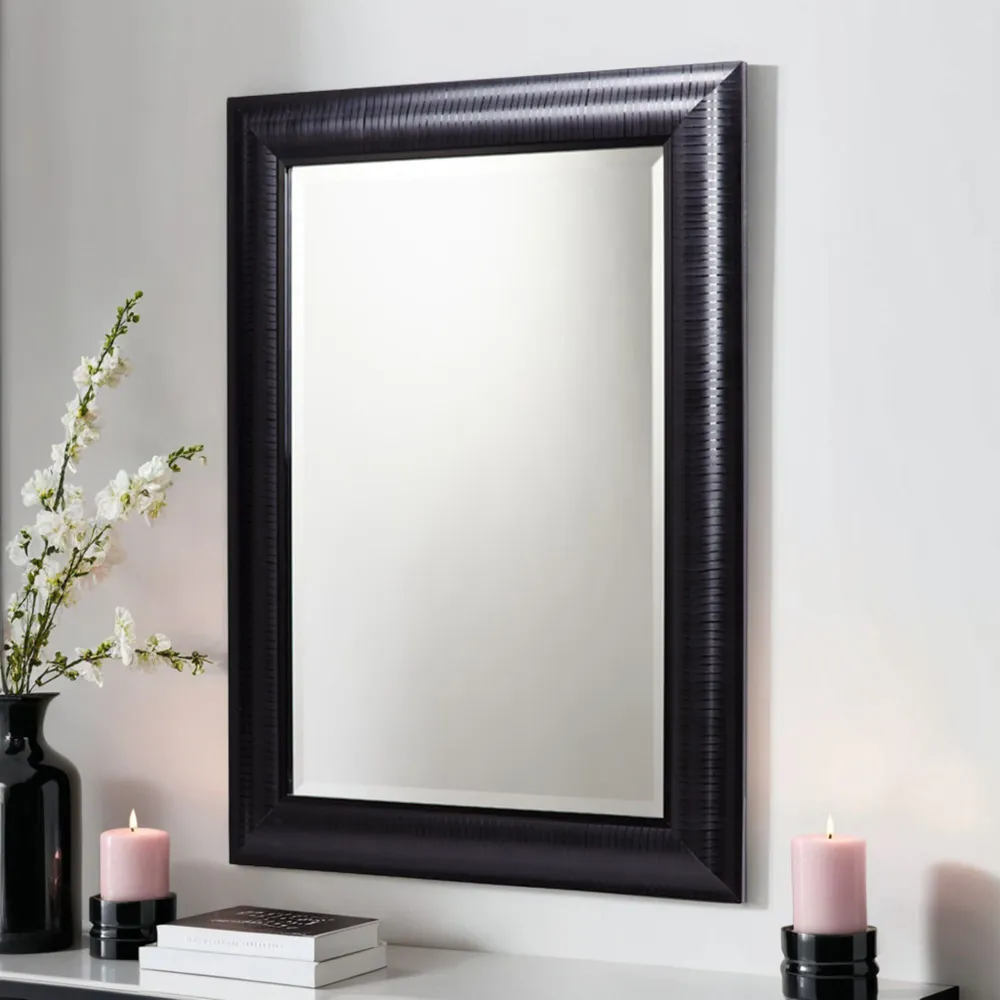 Textured Wall Mirror - Black