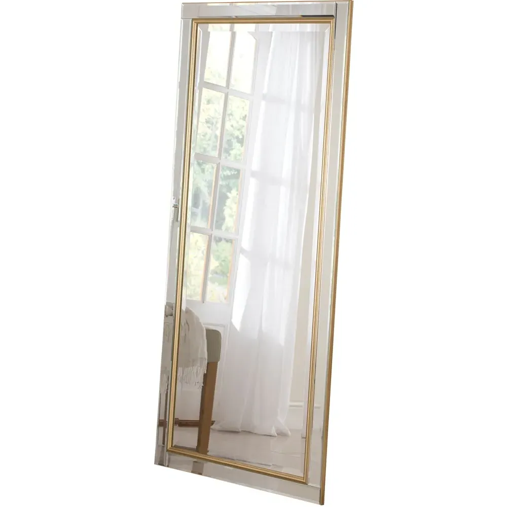 Timeless Full Length Bevelled Wall Mirror - Gold, Brass