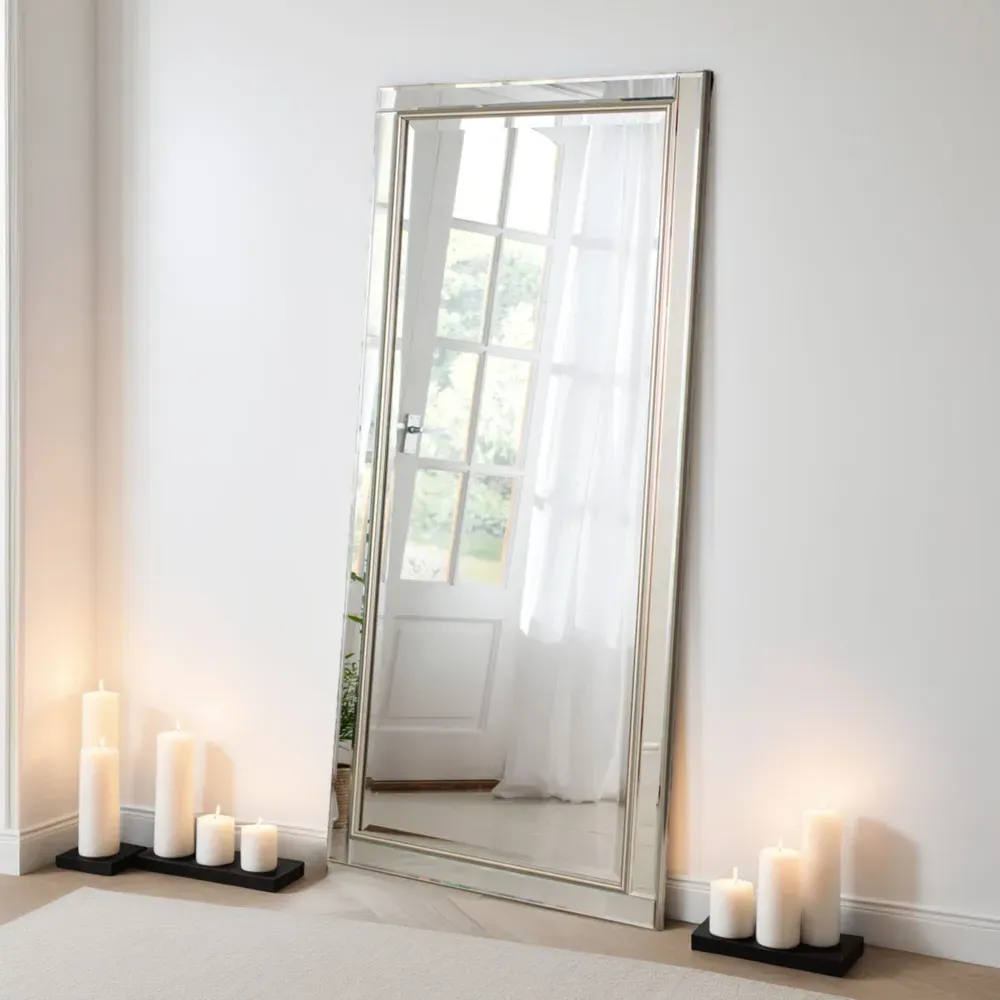 Timeless Full Length Bevelled Wall Mirror - Silver
