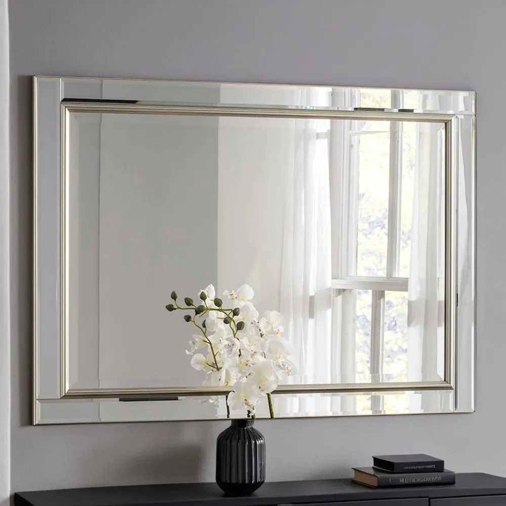 Timeless Large Bevelled Wall Mirror - Silver
