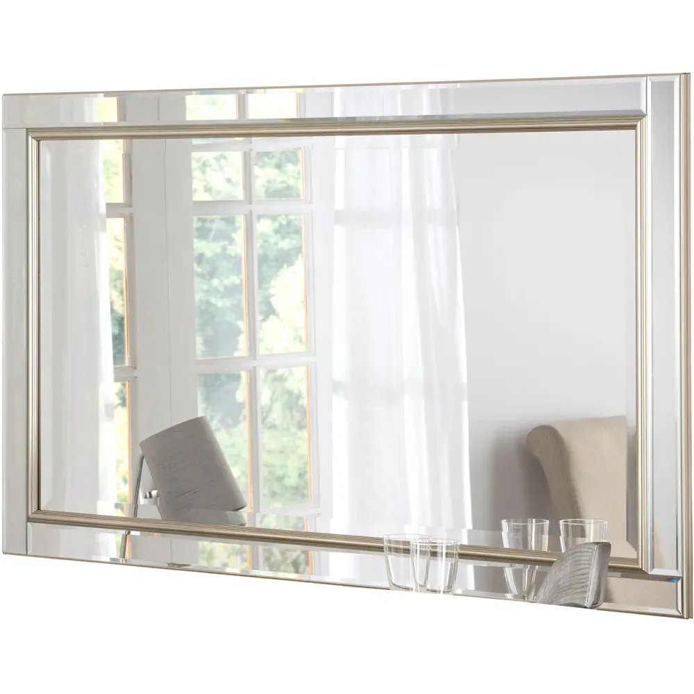 Timeless Large Bevelled Wall Mirror - Silver