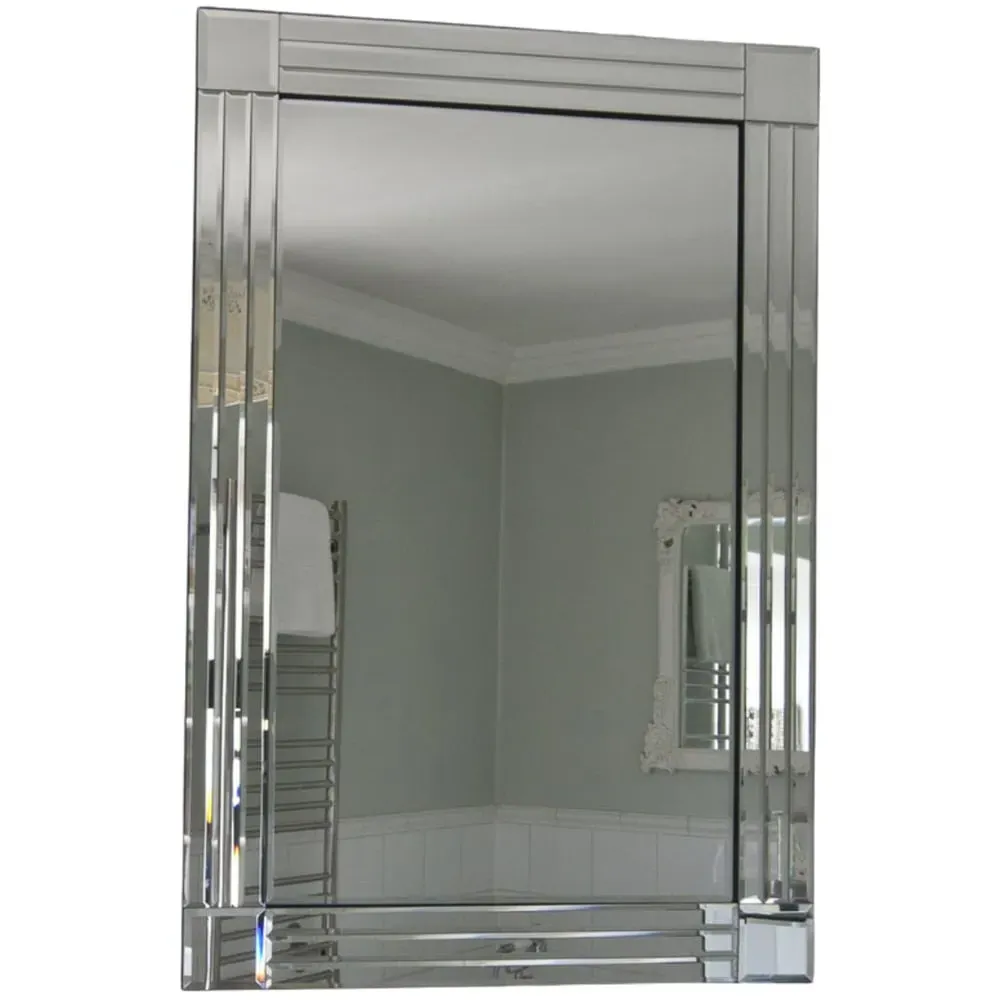 Triple Bevelled Wall Mirror - Black