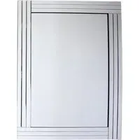 Triple Offset Bevelled Wall Mirror 120x80cm - Black