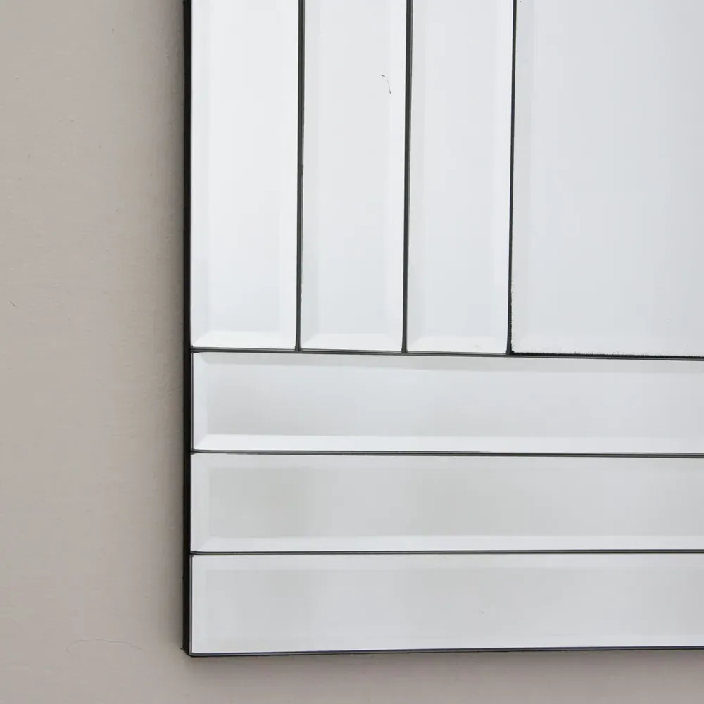 Triple Offset Bevelled Wall Mirror 60x90cm - Black