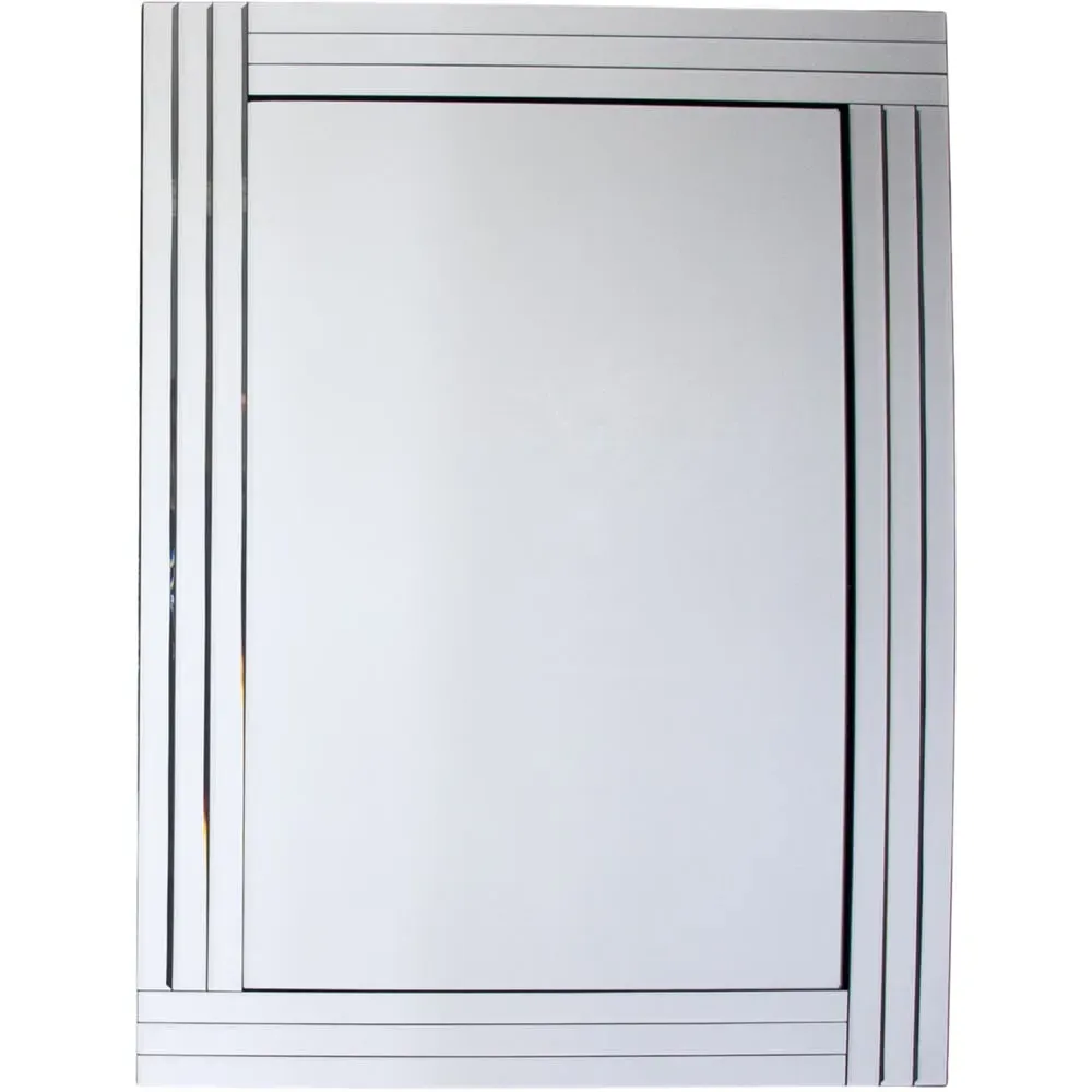 Triple Offset Bevelled Wall Mirror 60x90cm - Black