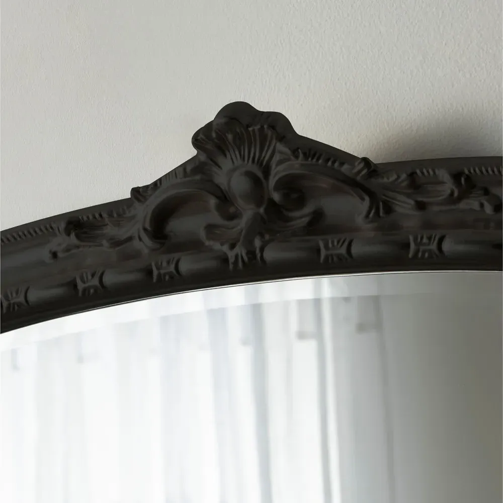 Victoria Bevelled Arch Overmantle Mirror - Black