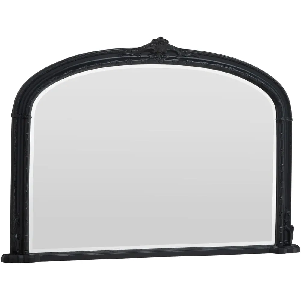 Victoria Bevelled Arch Overmantle Mirror - Black image