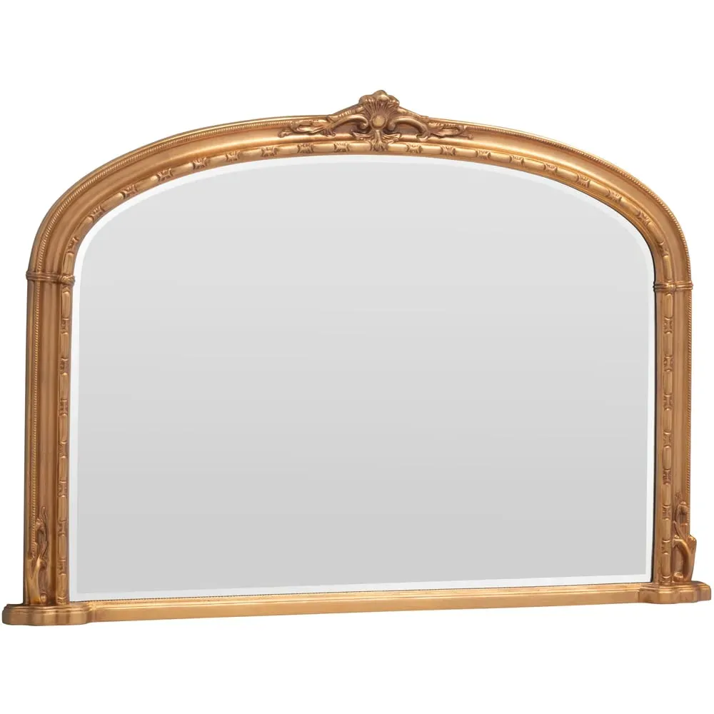 Victoria Bevelled Arch Overmantle Mirror - Gold