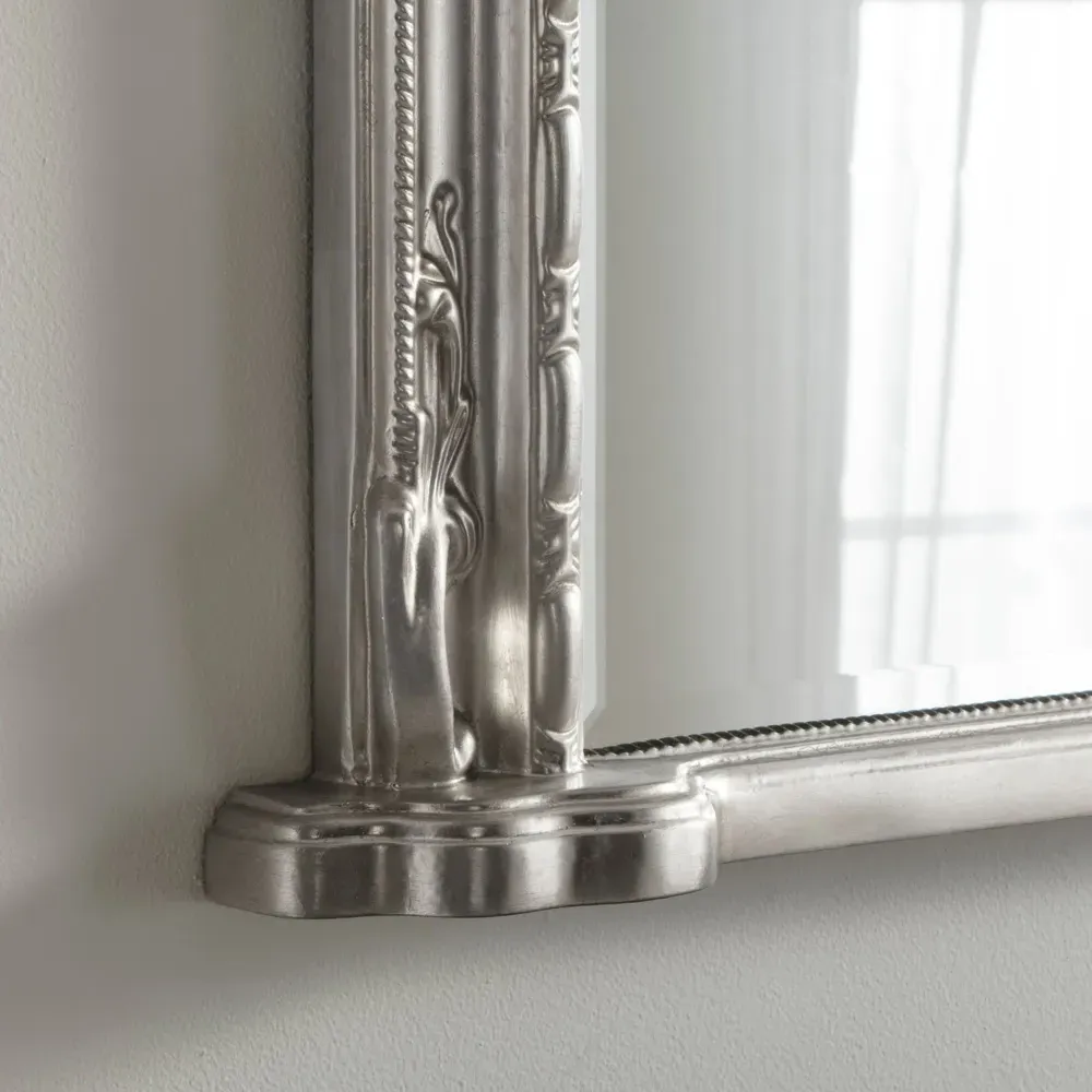 Victoria Bevelled Arch Overmantle Mirror - Silver