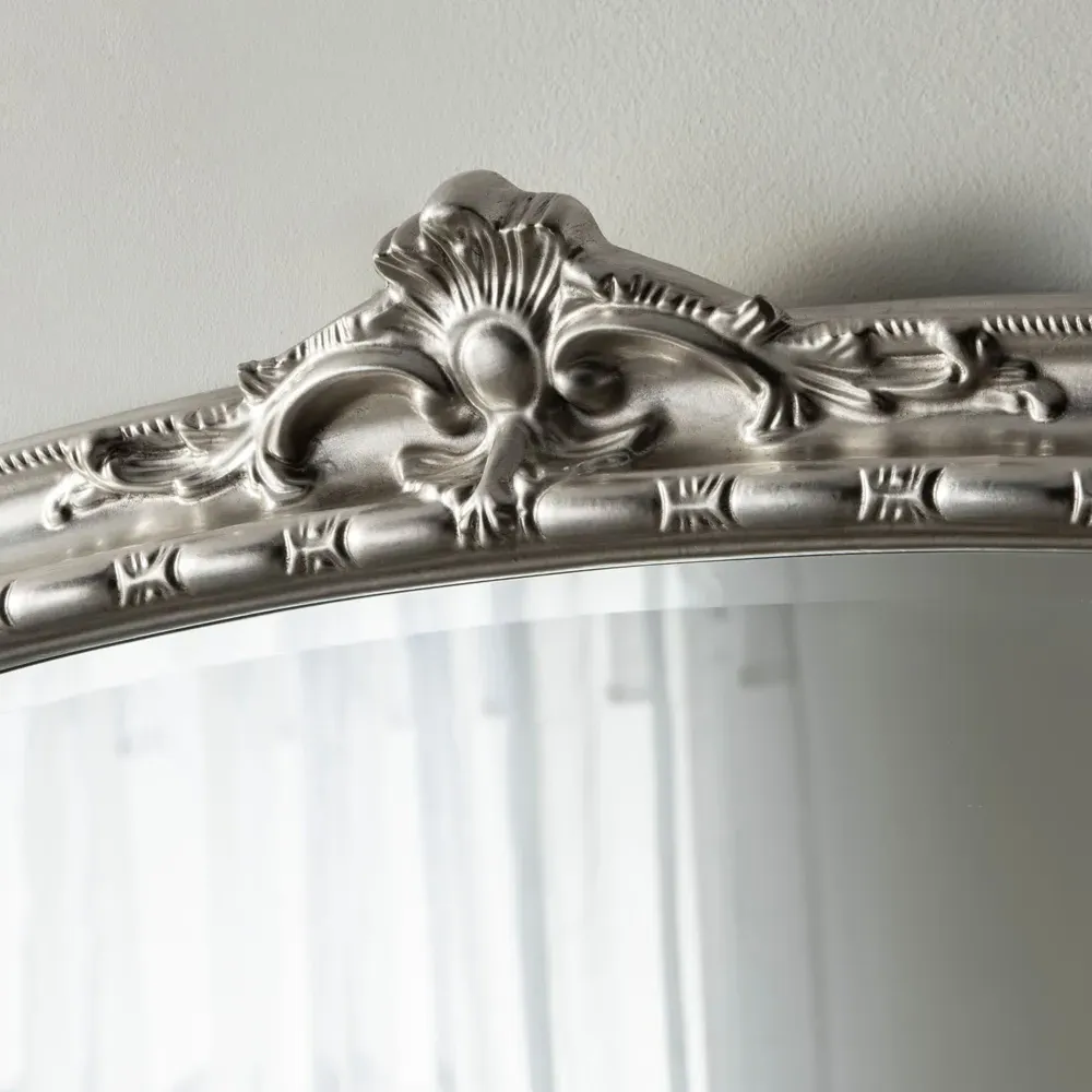 Victoria Bevelled Arch Overmantle Mirror - Silver