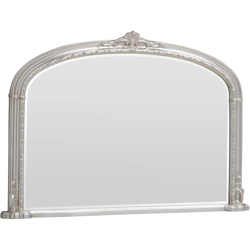 Victoria Bevelled Arch Overmantle Mirror - Silver