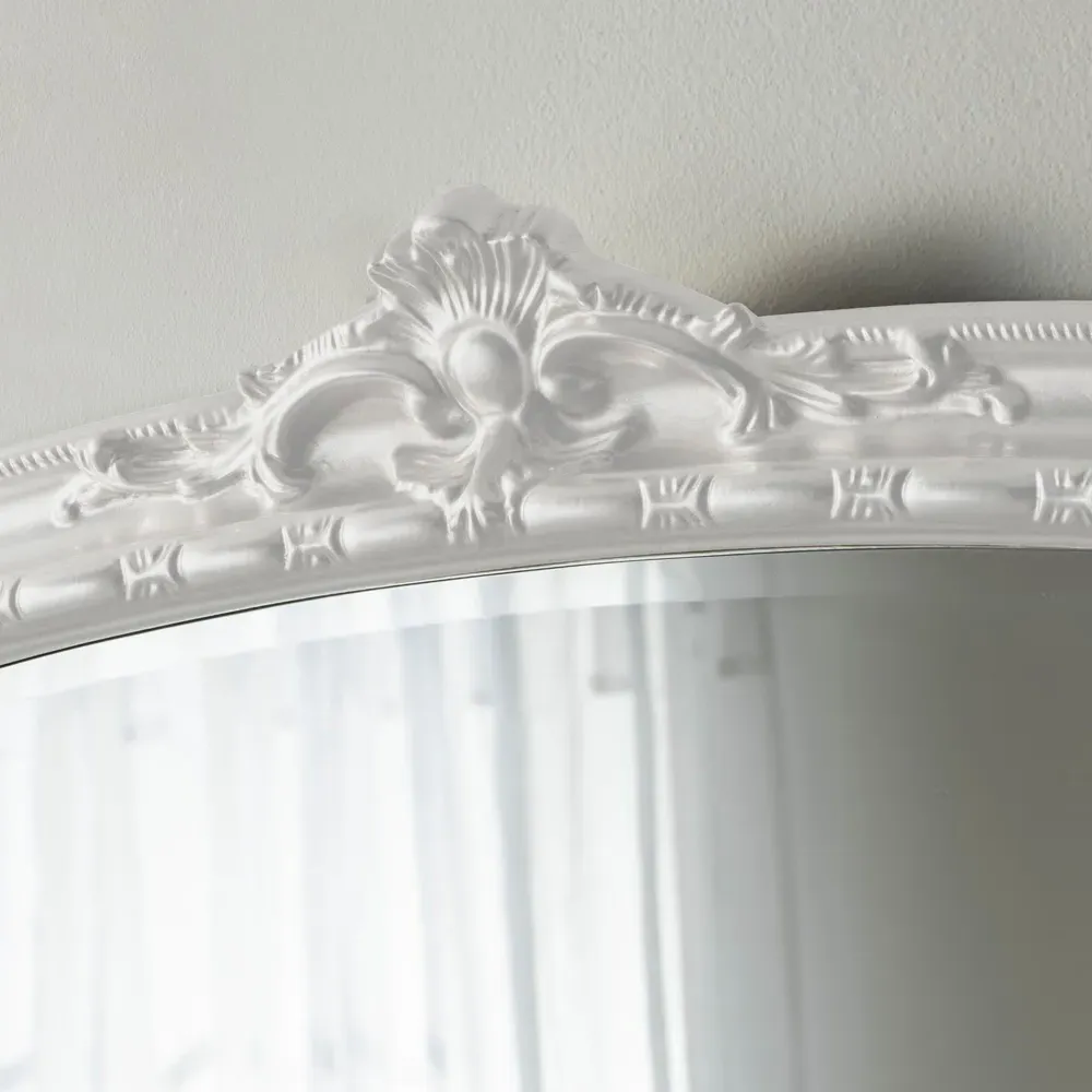 Victoria Bevelled Arch Overmantle Mirror - White
