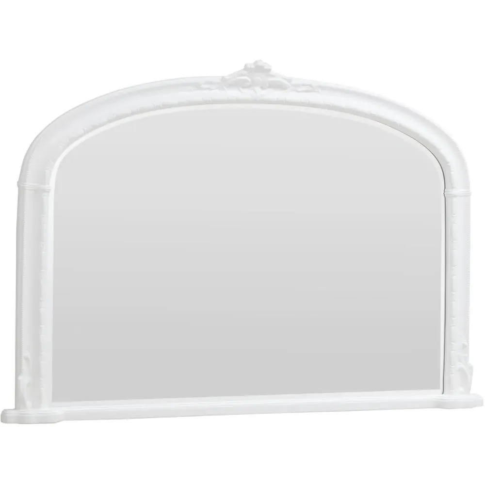 Victoria Bevelled Arch Overmantle Mirror - White