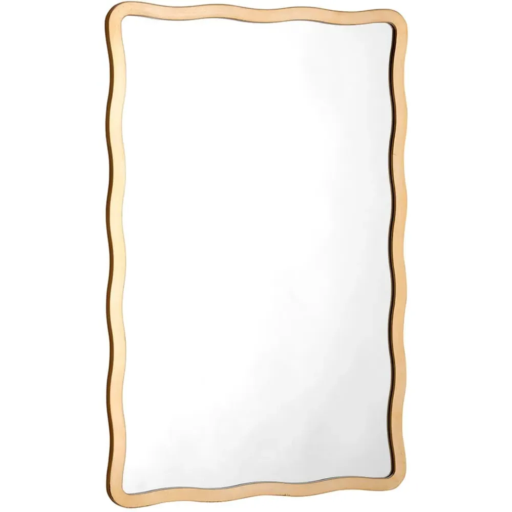 Wavy Rectangular Mirror 90x60cm - Gold