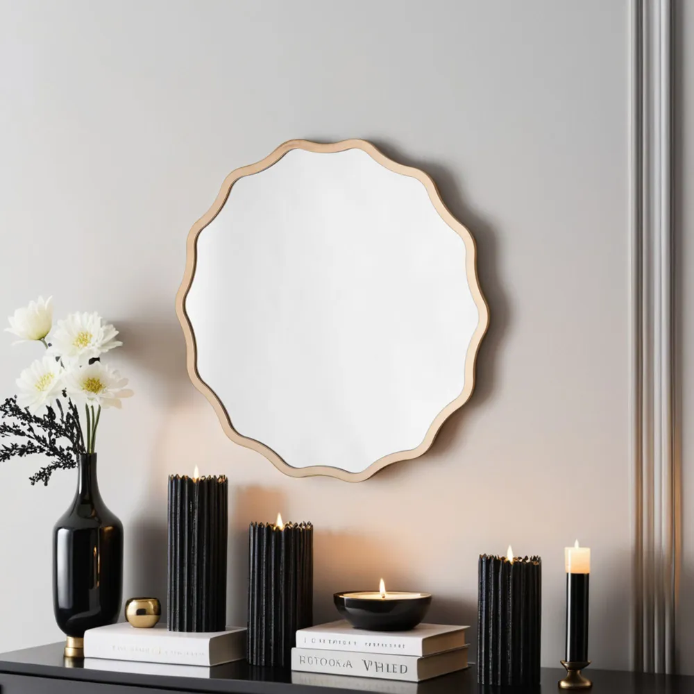 Wavy Round Mirror 40cm - Gold