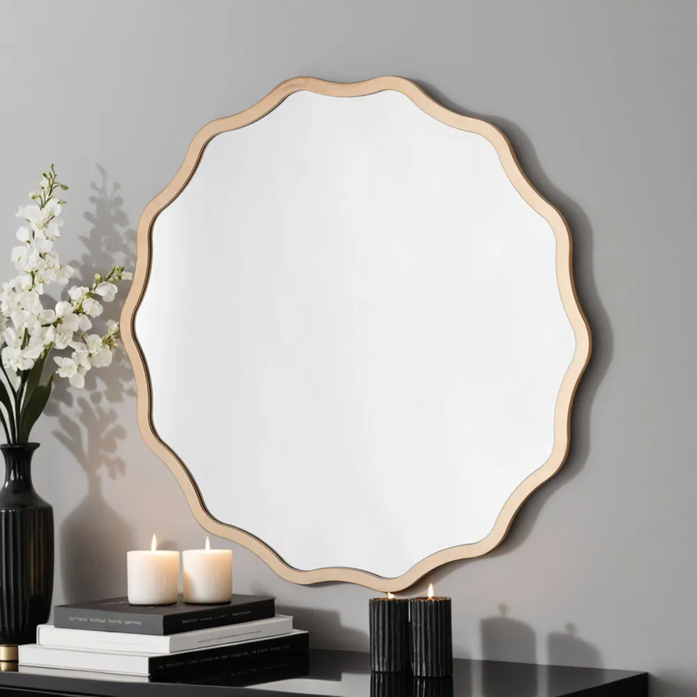 Wavy Round Mirror 60cm - Gold