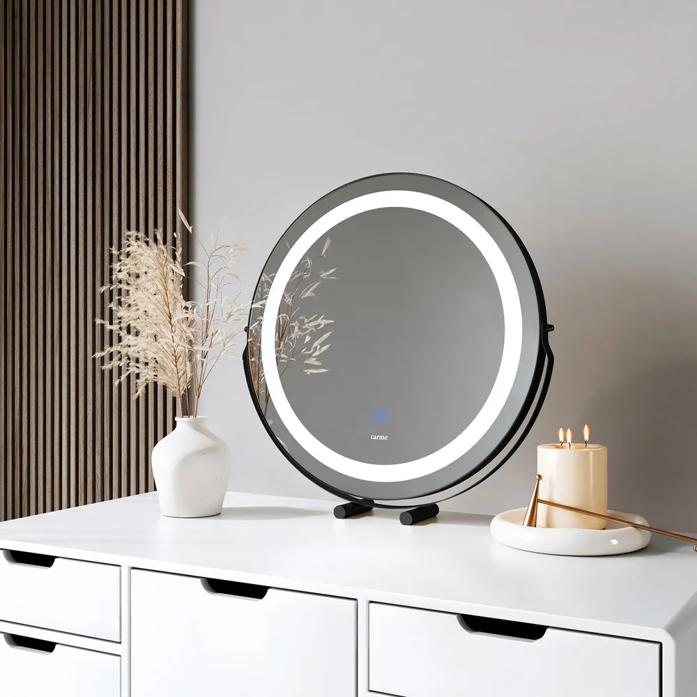 CARME Home Round Touch Sensor LED Mirror - Black